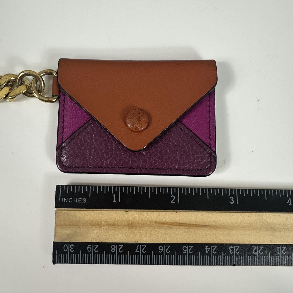 Chloe Multicolor Leather Envelope Chain Key Pouch Charm Gold Tone Made In Italy - Picture 16 of 16